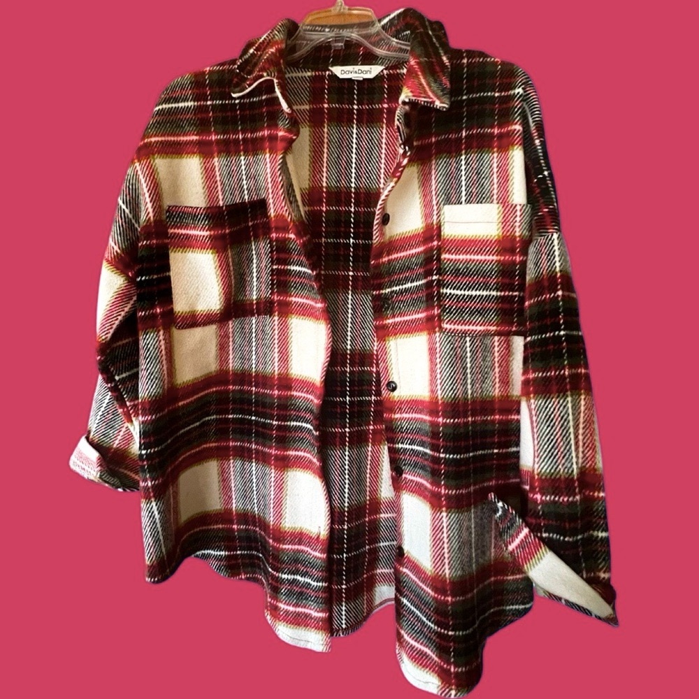 DAVI & DANI Red and Black Plaid Jacket